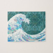 la gran ola iridiscente de kanigawa (verde)