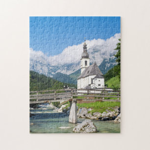 Puzzle La iglesia parroquial de Ramsau en Bavaria, Aleman