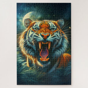Puzzle La jungla iluminada por la luna del tigre