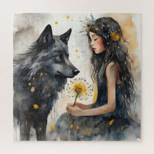 Puzzle La magia de la amistad: el Chica y el lobo