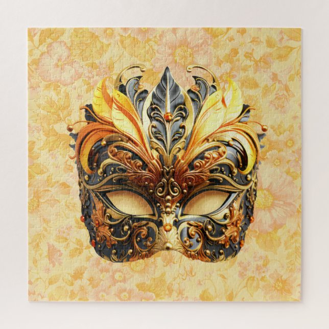 Puzzle La máscara de piel amarilla sobre el patrón floral (Vertical)