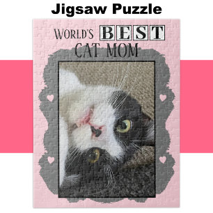 Puzzle La mejor madre del gato agrega gris rosa foto