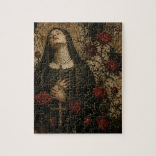 Puzzle La monja y las rosas rojas