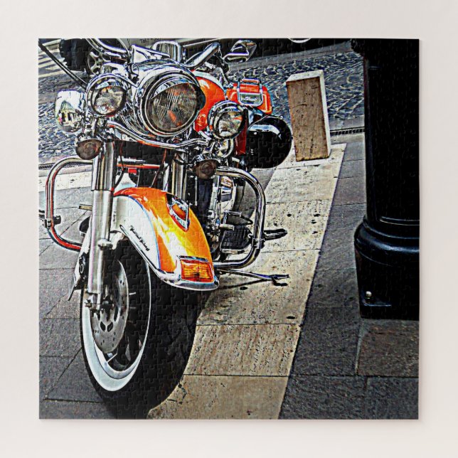 Puzzle La motocicleta naranja (Vertical)