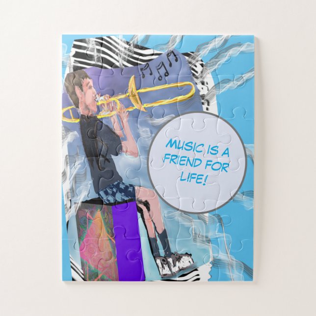 Puzzle ¡La Música De Trombón Personalizada Es Un Amigo De (Vertical)