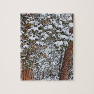 Puzzle La nieve llena las ramas de los pinos ponderosa