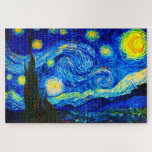Puzzle La noche estrellada de Vincent Van Gogh<br><div class="desc">Vincent Van Gogh La Noche Estelar. Esta es una antigua obra maestra del pintor holandés Vincent Van Gogh. Esta bonita pintura del paisaje artístico tiene un color bonito,  vibrante y saturado. Vincent Van Gogh fue un pintor impresionista de post holandés. Esta imagen es de dominio público</div>