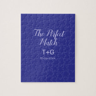 Puzzle La pareja perfecta azul real lujo añadir nombre de