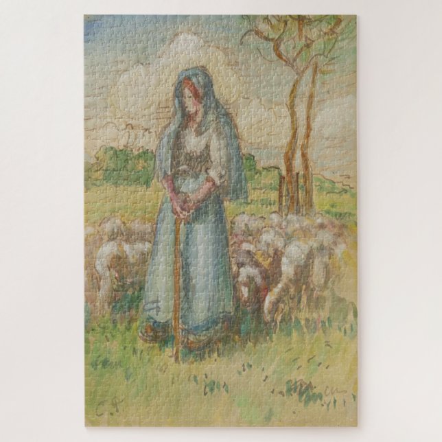 Puzzle La pastora de Camille Pissarro (Vertical)