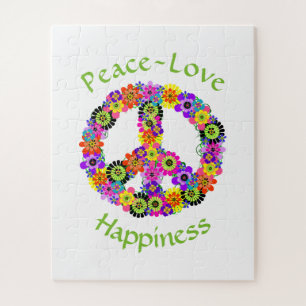 Puzzle La paz firma amor y felicidad en blanco