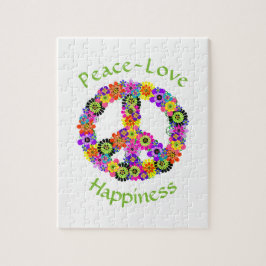 Puzzle La paz firma amor y felicidad en blanco