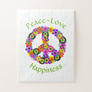 Puzzle La paz firma amor y felicidad en blanco