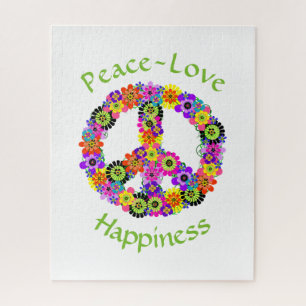 Puzzle La paz firma amor y felicidad en blanco