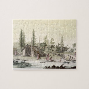 Puzzle La Perouse en el puerto Francesci (grabado del