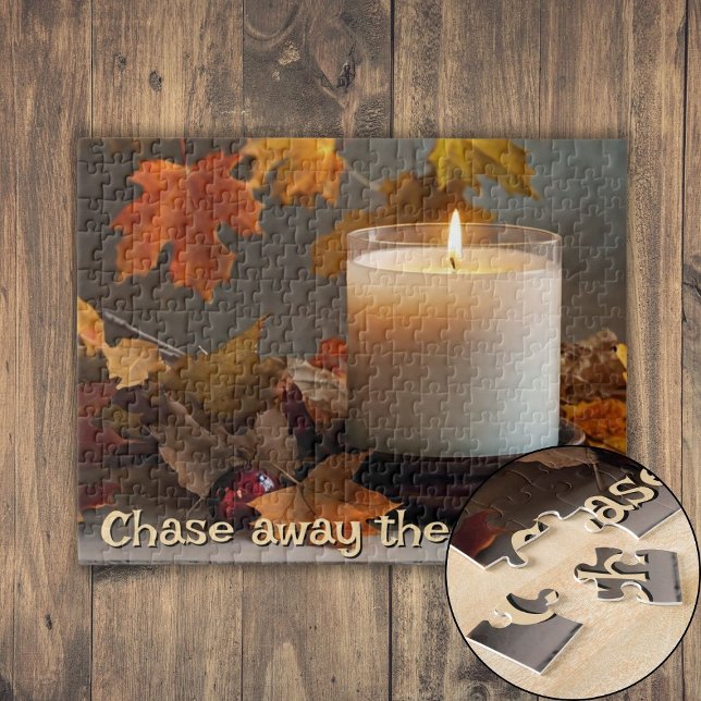 Puzzle La persecución personalizada para alejar el sombrí (Personalized Chase Away the Gloom Autumn-Themed Jigsaw Puzzle)