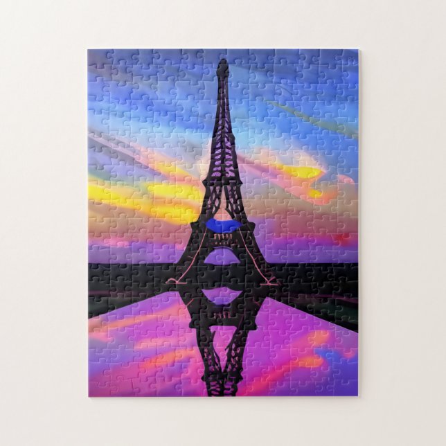 Puzzle La Pintoresca Torre Eiffel Con Un Amanecer De Lumi (Vertical)