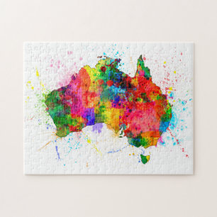 Puzzle La pintura de Australia salpica el mapa