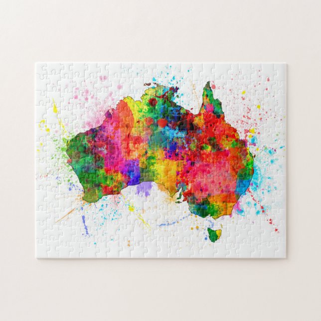 Puzzle La pintura de Australia salpica el mapa (Horizontal)