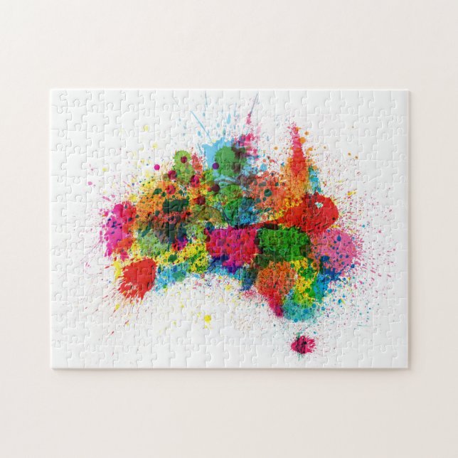 Puzzle La pintura de Australia salpica el mapa (Horizontal)