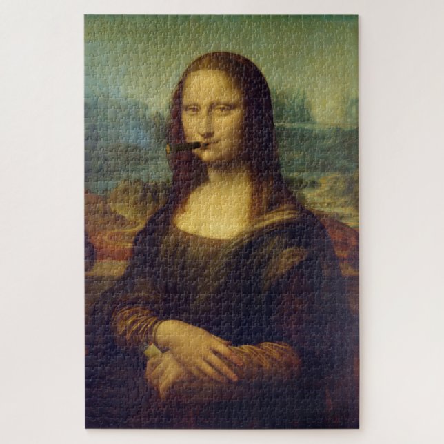 Puzzle La pintura de Cigar Smoker Mona Lisa es divertida (Vertical)
