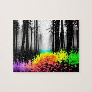 Puzzle La plataforma arcoiris se adentra en el bosque de