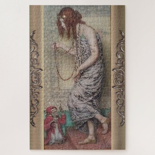 Puzzle La princesa Art Nouveau y su pintura al mono (Vertical)