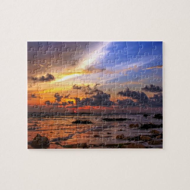 Puzzle La puesta de sol en la playa (Horizontal)