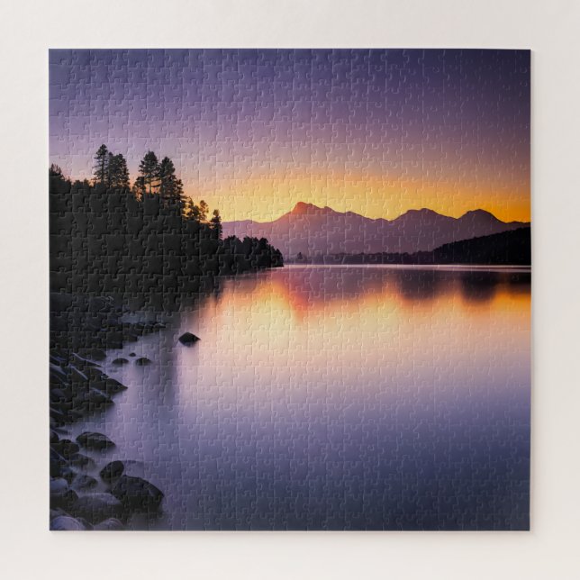 Puzzle La puesta de sol reflexiona sobre un lago (Vertical)