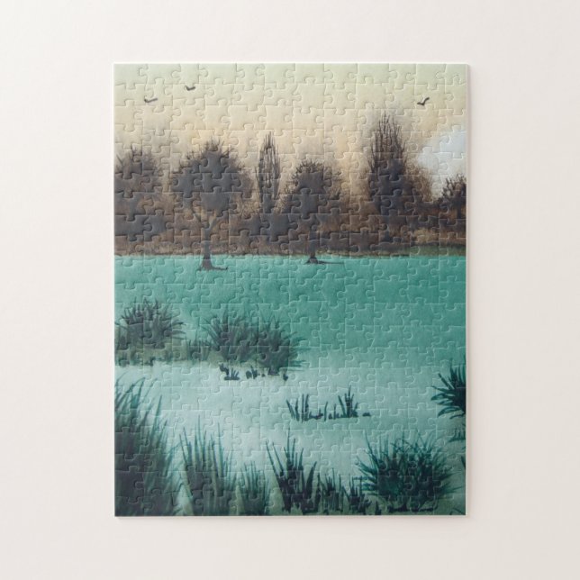 Puzzle la puesta del sol escénica del paisaje sobre (Vertical)