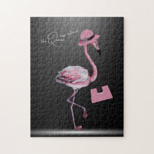 Puzzle La Reina Se Ha Retirado Moda Clásica Flamingo Rosa