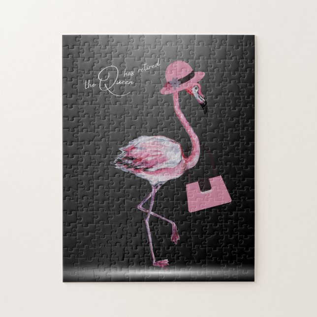 Puzzle La Reina Se Ha Retirado Moda Clásica Flamingo Rosa (Vertical)