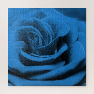 Puzzle La rosa roja azul, macrobelleza.