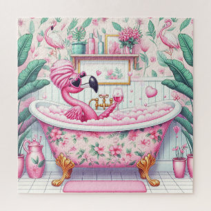 Puzzle La señorita Flamingo tiene un baño de burbujas