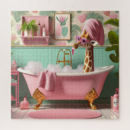 Puzzle La señorita jirafa está tomando un baño de burbuja