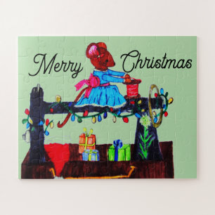 PUZZLE LA SEÑORITA RATÓN HACE UN SOMBRERO DE SANTA