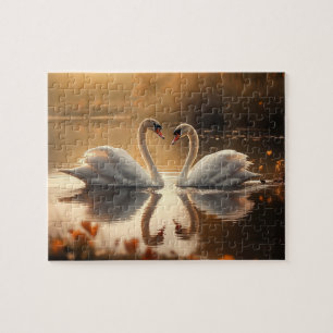Puzzle La serenidad de los destellos - los cisnes se enam