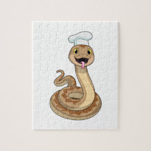 Puzzle La serpiente como cocinar con el gorra del chef
