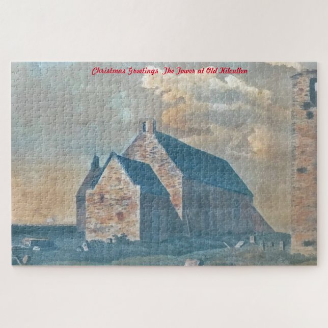 Puzzle La Torre de Old Kilcullen. Saludos de Navidad (Horizontal)