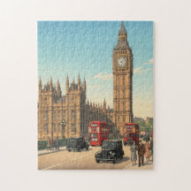 La Torre del Reloj Big Ben Grabado en Madera Japon