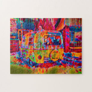 Puzzle La vida colorida del retro de los carros es un via