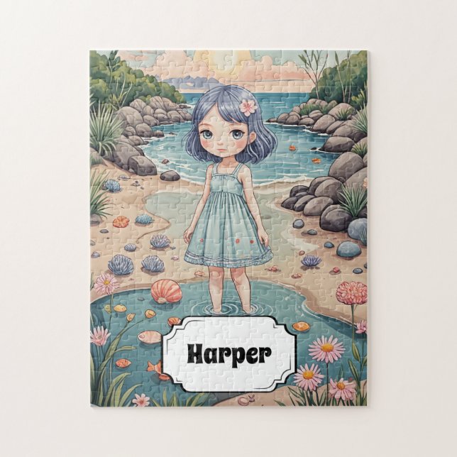 Puzzle La vida de los peatones de playa personalizada (Vertical)