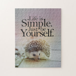 Puzzle La vida es cita inspiradora del erizo lindo simple