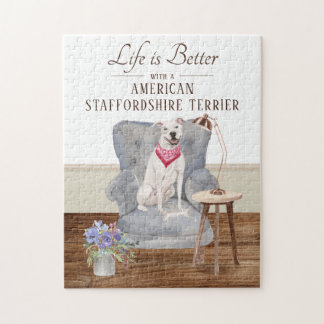 Puzzle La Vida Es Con Un Estadounidense Staffordshire Ter