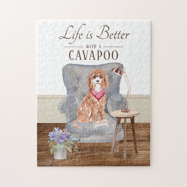 Puzzle La Vida Es Con Una Cavapoo (Vertical)