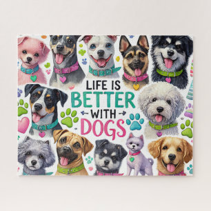 Puzzle La vida es mejor con perros