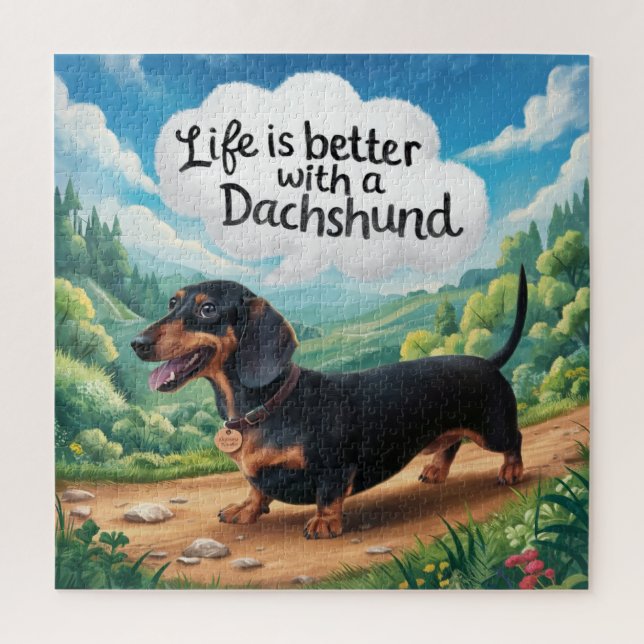 Puzzle La Vida Es Mejor Con Un Dachshund (Vertical)