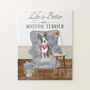 Puzzle La Vida Está Con Un Terrier De Boston