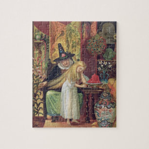 Puzzle La vieja bruja que peina el pelo de Gerda con una