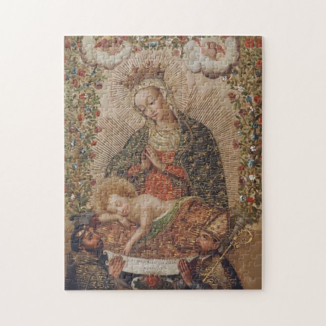 Puzzle La Virgen Adorando a los Navidades del Niño Cristo (Vertical)