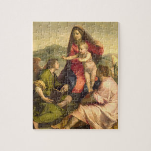 Puzzle La Virgen y el niño con un santo y un ángel, C.